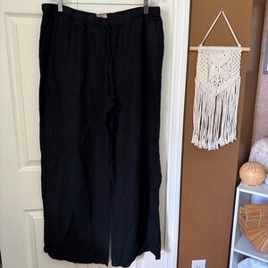 Merona Black Linen Blend Wide Leg Flowy Pants / Size L